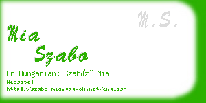 mia szabo business card